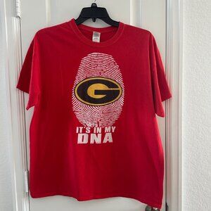 Georgia Bulldogs Red T-Shirt XL Fingerprint Logo "Its In My DNA" 100% Cotton
